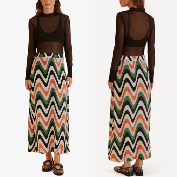 Farm Rio Wave Gradient Maxi Skirt M - Picture 1 of 6